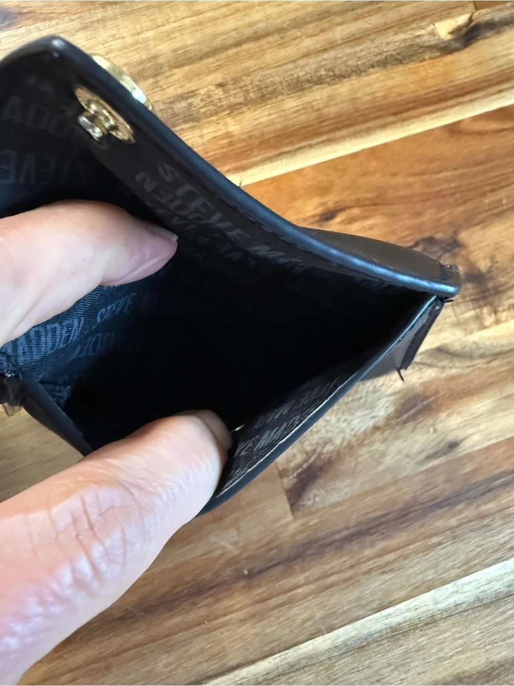 Steve Madden Black Leather Tassel Keychain Card Holder